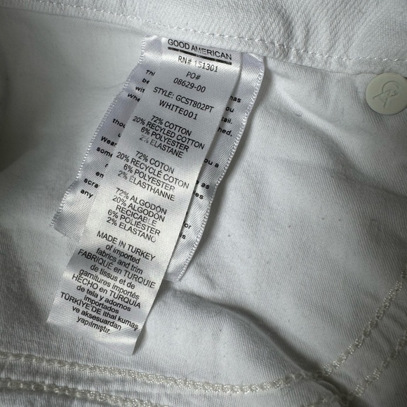 Authentic Good American White Straight Exposed Button-fly Raw Hem Petite Jeans - Picture 6 of 7